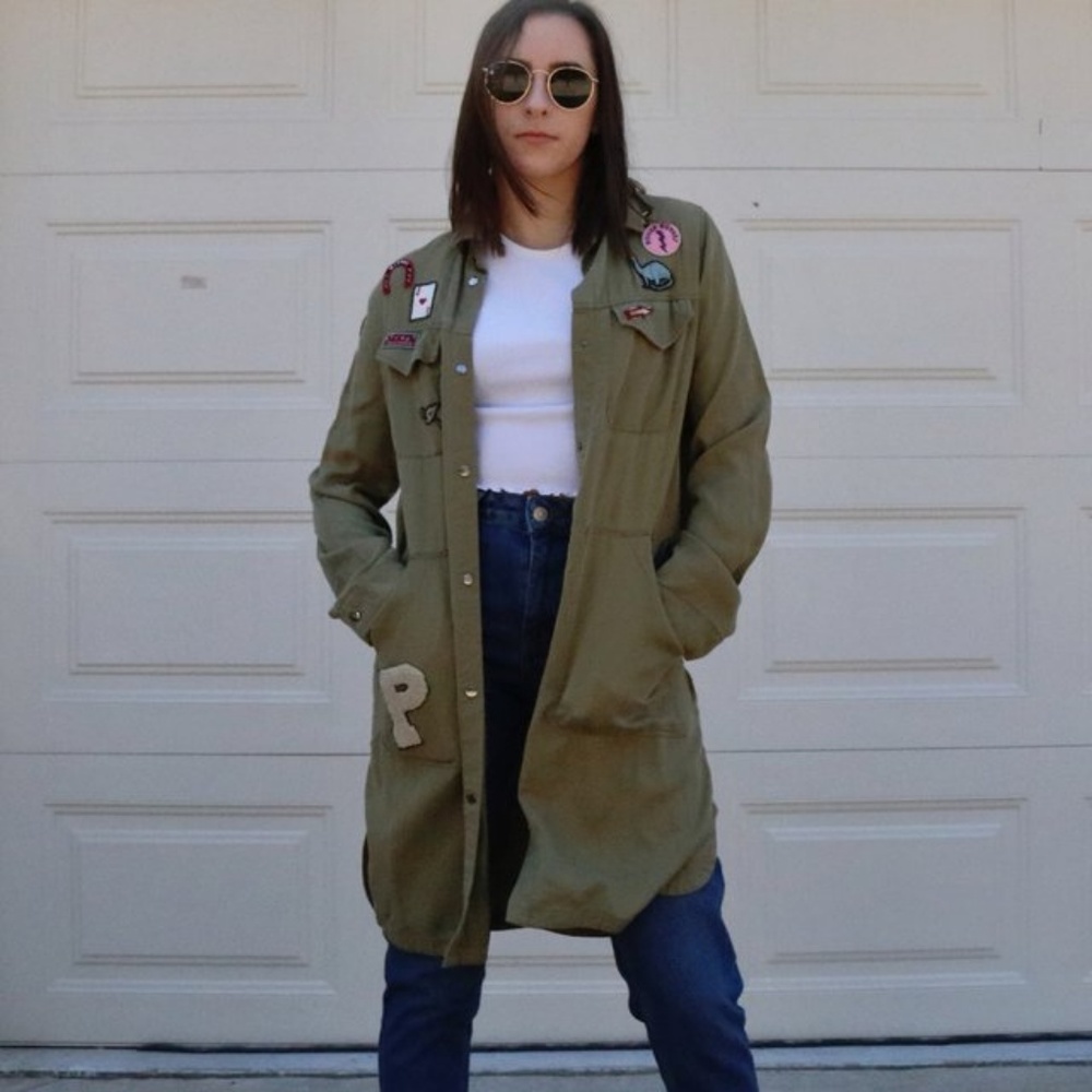 Zara army green light layering jacket